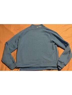 Vtg Champion Mock Neck Sweatshirt Mens Medium Blue Pullover Athletic (A28)